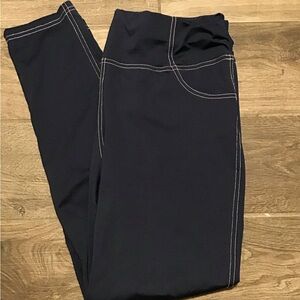 Shein Navy Leggings with Contrast Stitching